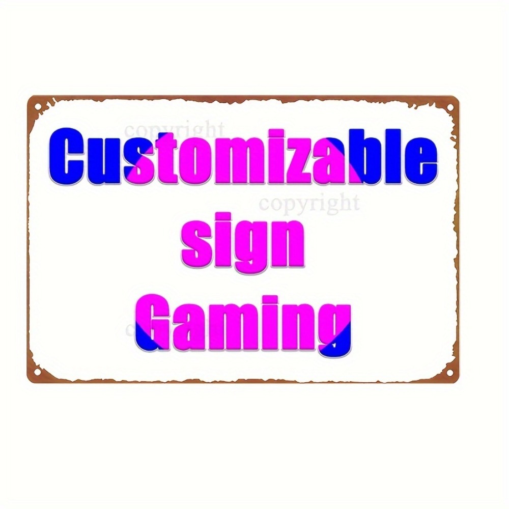 Retro Gaming Room - ป้ายเหล็กย้อนยุคแบบเจาะรูสำเร็จรูป ปรับแต่งได้ พร้อมโลโก้เกมส์ตกแต่งผนัง ของตกแต่งห้องนอนวัยรุ่น ห้องเกมส์ ของขวัญวันหยุด
