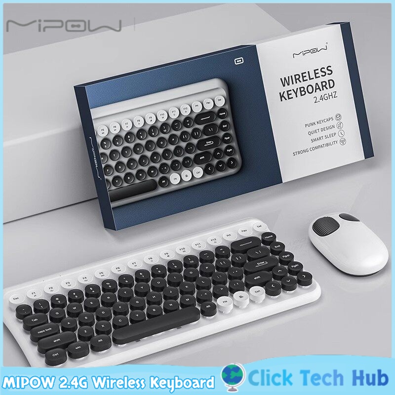 Retro Gaming Mini Pc - MIPOW 2.4G คีย์บอร์ดไร้สาย Retro Round Keycap