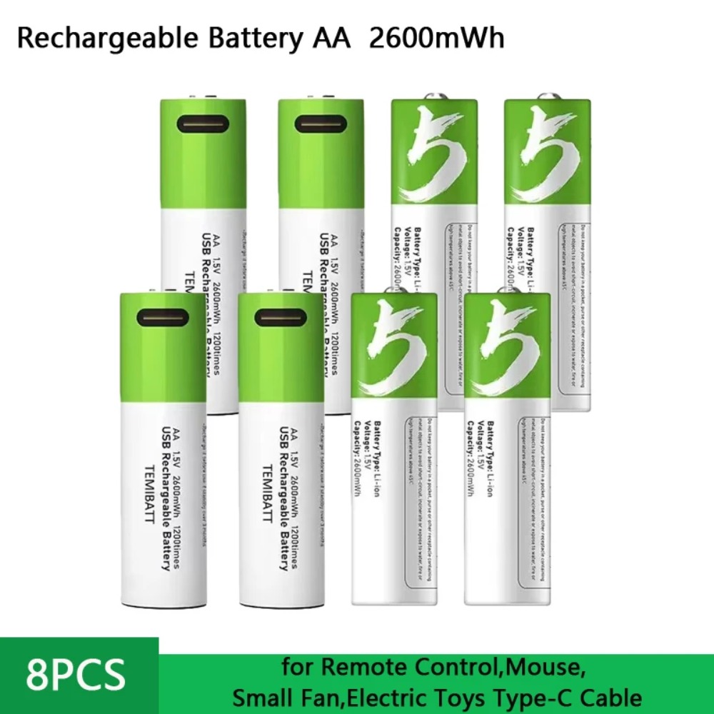 Rechargeable Battery Aa - 8 ชิ้น 1.5V AA 2600mWh ความจุแบตเตอรี่
