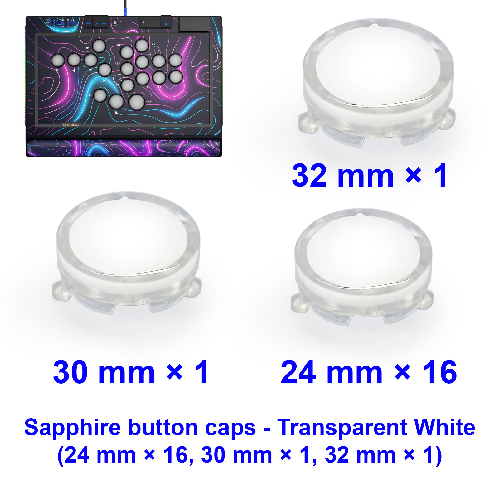 Arcade Button Kit - ฝาครอบปุ่ม QANBA SAPPHIRE S1 อุปกรณ์เสริมเกมอาร์เคด ชุดหมวกปุ่ม