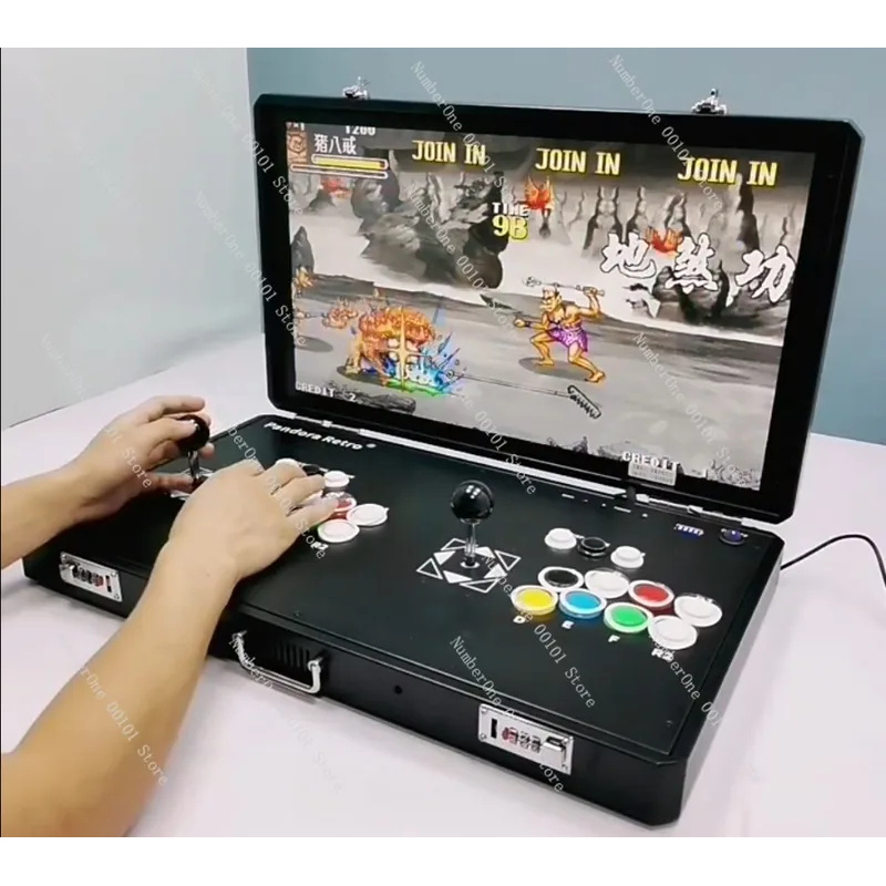 Retro Gaming Arcade Console - คอนโซลเกมอาร์เคดย้อนยุค คอนโทรลเลอร์จอยสติ๊กคู่ เกมในตัว รองรับการเชื่อมต่อทีวี ของเล่นเกมพกพา