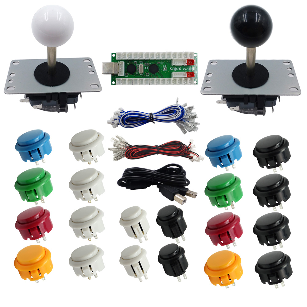 Arcade Button Kit - ชุดอุปกรณ์ DIY สำหรับเครื่องเล่นเกมอาร์เคด 2 ผู้เล่น SJ@JX