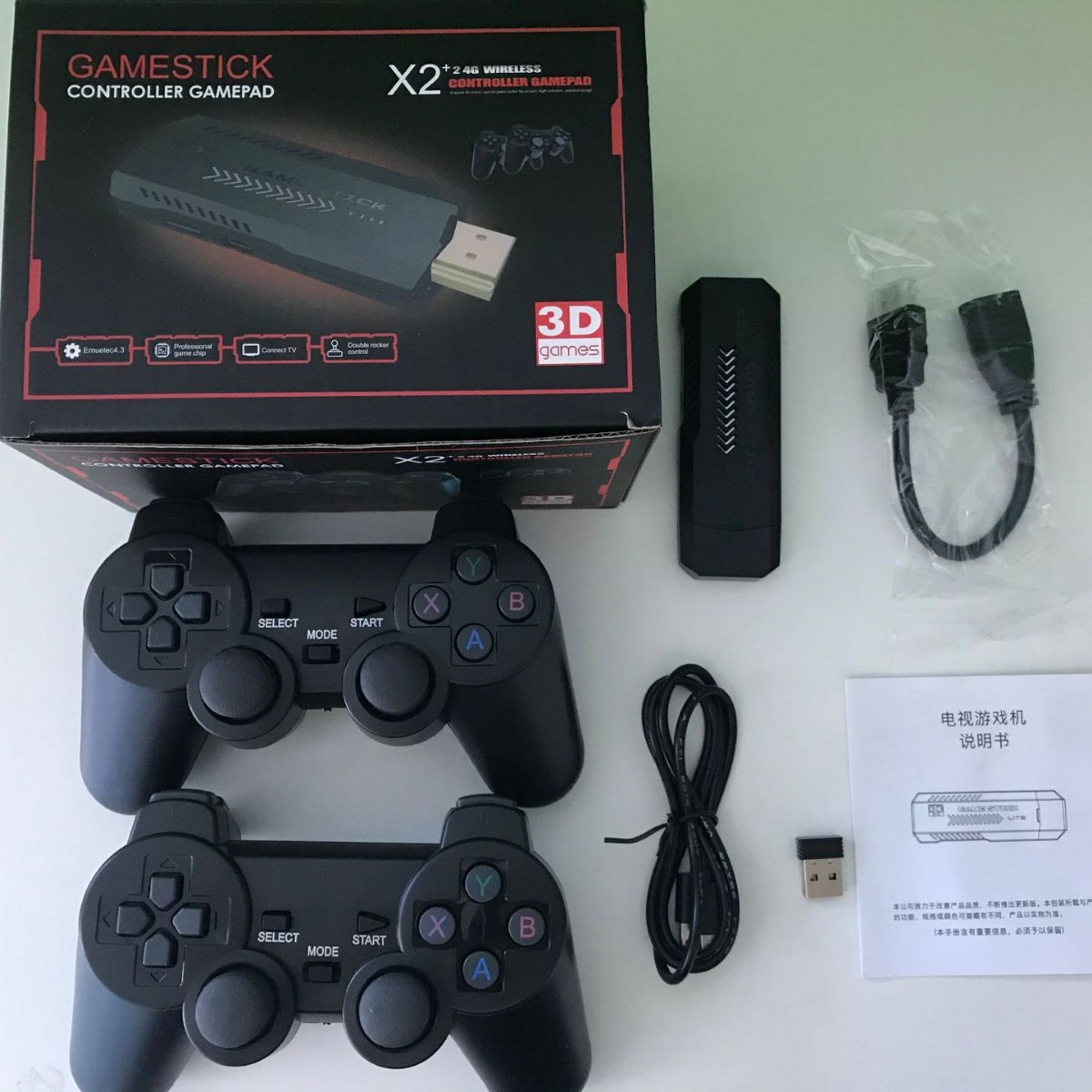 Retro Gaming Arcade Console - เครื่องเล่นวิดีโอเกม X2 Retro คอนโซลเกมไร้สาย 2.4G พร้อมจอยควบคุมคู่