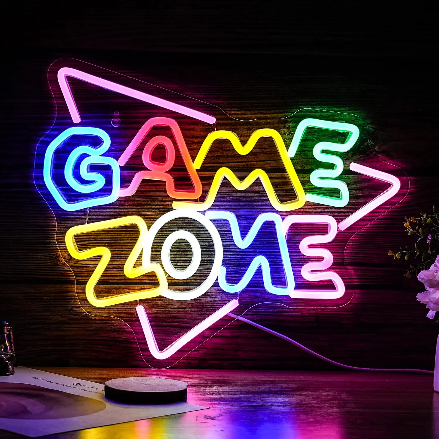 โซนเกมนีออน LED ป้ายสําหรับตกแ - Retro Gaming Projector บทวิจารณ์และราคา