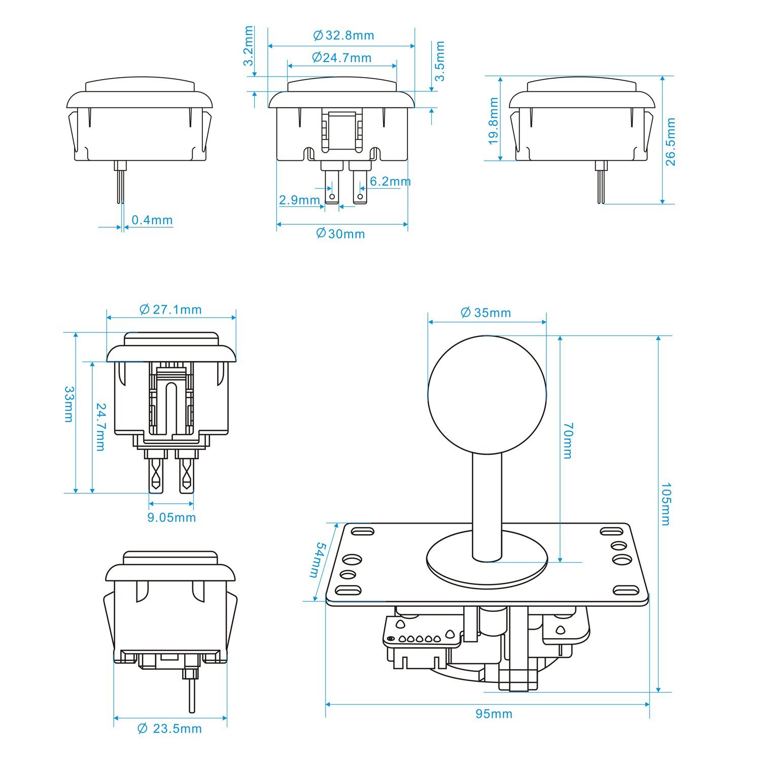 ชุดอุปกรณ์ DIY สำหรับเครื่องเล - Arcade Button Kit บทวิจารณ์และราคา